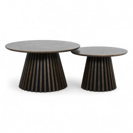 Diivanilaud SVENDBORG 2tk ø60/80 cm, suitsutatud tamm