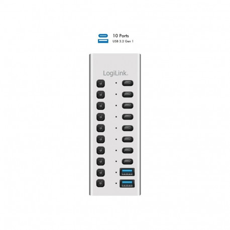 Hub USB3.2 Gen1 10ports USB-A/C, on/off switch