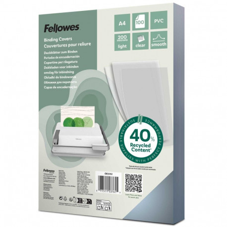Binding film FELLOWES A4, 200mic bright transparent 100 pcs