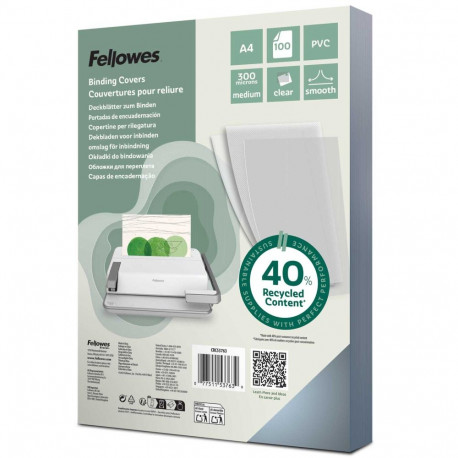 Binding film FELLOWES A4, 300mic, bright transparent 100 sheets