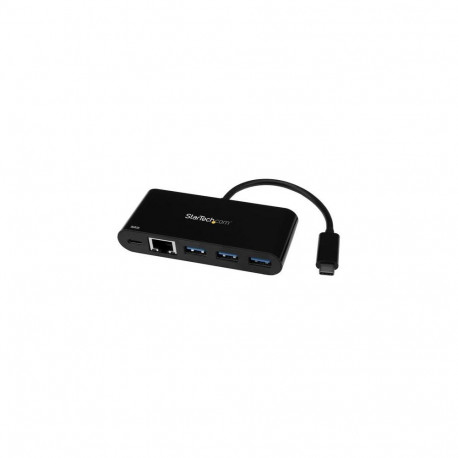 StarTech.com 3 Port USB-C Hub with Gigabit Ethernet & 60W Power Delivery Passthrough Laptop Char