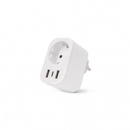Entac Smart Single Socket Adapter 1x Type-F, 2xUSB-A, 1xUSB-C 2.4A WIBLE