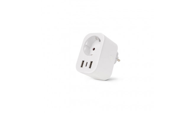 Entac Smart Single Socket Adapter 1x Type-F, 2xUSB-A, 1xUSB-C 2.4A WIBLE
