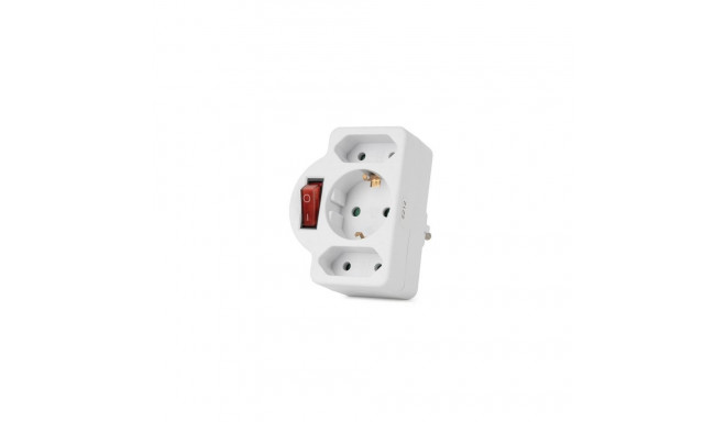 Entac Power Adapter 3 Sockets (1 Earthed, 2 Euro) with Switch