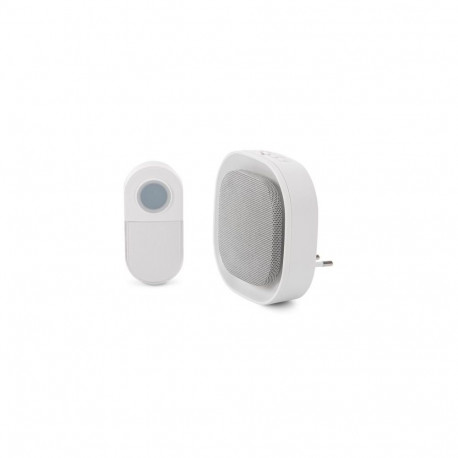 Entac Doorbell AC Plug-in, Nightlight Funtcion, with Battery Operated IP44 Transmitter 1xCR2032 incl