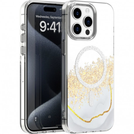 Mobiili tagakaas Setty iPhone 14 Pro Epoxy Mag, valge
