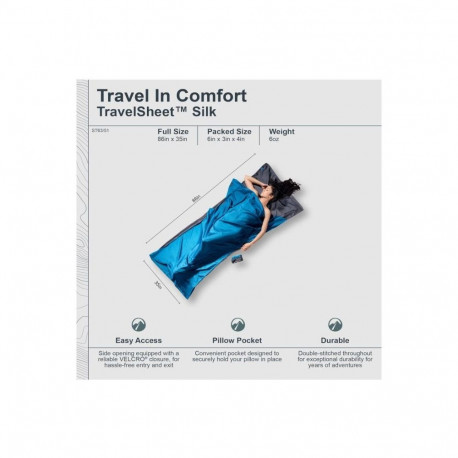 Travel Sheet - COCOON TravelSheet Rectangular Sleeping Bag 900x2200mm Blue