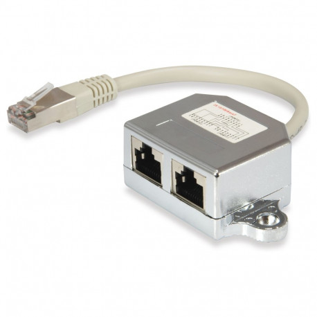 "2-Port Splitter Cat5e RJ45->2xRJ45 FTP St/Bu 0.15m"