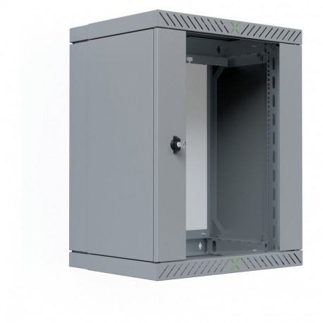 "19"" Wandgehäuse X-Rack mit Glastür 400-600mm 15HE grau"