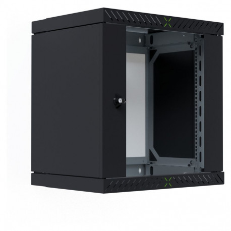 X-Rack seinakapp 19" 12HE 400-600mm klaasuksega, must