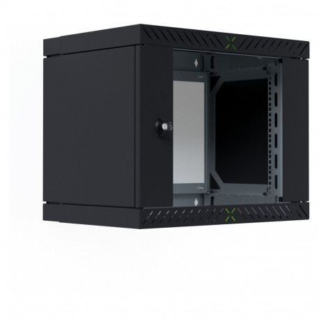 "19"" Wandgehäuse X-Rack mit Glastür 400-600mm 9HE schwarz"