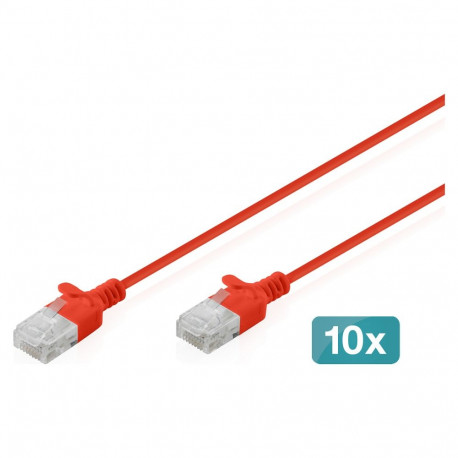 "CAT 6 U-UTP Slim Patchkabel, 3 m, Rot, 10 Stück"