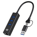 Conceptronic adapter USB-C/-A3.0 -> 3xUSB-A/GbE 5Gbs 0.18m, must