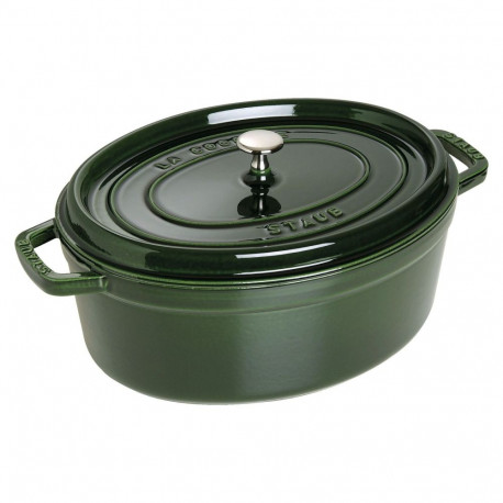 Staub malmpott La Cocotte 33cm ovaalne, basiilikuroheline