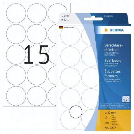 "HERMA Verschlussetik. transp. 32 mm extrem haftend 240 St."