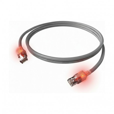 "EasyLan DualBoot LED Patchkabel RJ45 S/FTP Cat.6 (Class E), mit saCon Stecker, LSOH, grau, 1 m"