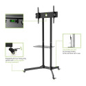 Techly TV-käru 30"-65" reguleeritava kõrgusega