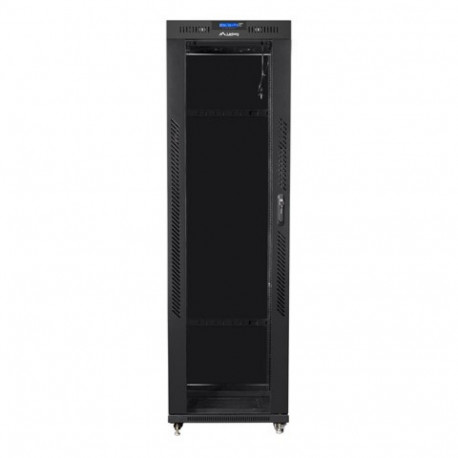 Installation cabinet rack 19 42U 600x1000 black, black glass door lcd (flat pack)