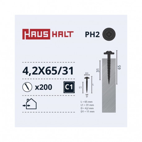 SELF SCREW 4,2X65/31 MET/MET+PHOSPH(200)