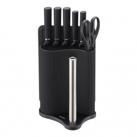 Zestaw noży 8 el. ze stojakiem, czarny, stal nierdzewna, klausberg, kb-7977