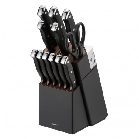Zestaw noży 13 el. z ostrzałką i stojakiem, stal nierdzewna, klausberg, kb-7985