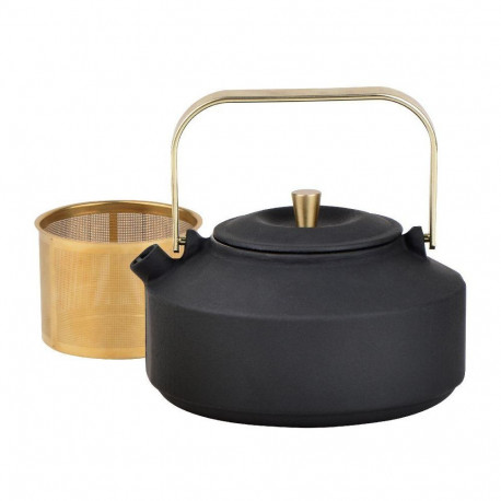 Kinghoff malmist teekann KH-1935 sõelaga emaljeeritud sisuga 1l, must kuldsete elementidega