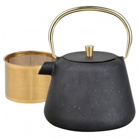 Kinghoff malmist teekann kh-1932 sõelaga emailitud sisemusega 1l kuldsete detailidega, sädelusega mu