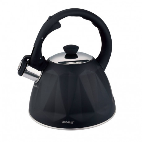 Czajnik ze stali nierdzewnej z gwizdkiem, czarny, pojemność 2,0l, kinghoff