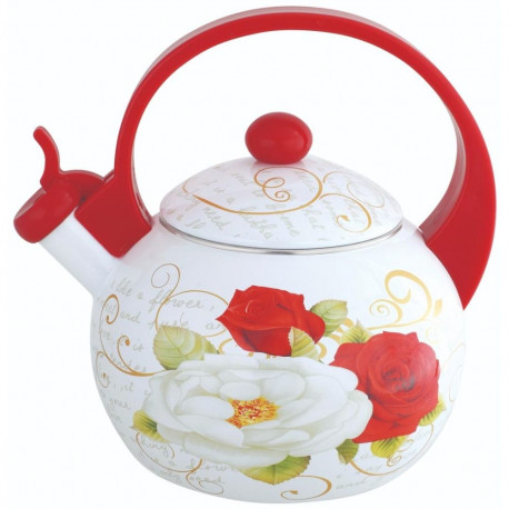 Kinghoff vilega teekann KH-1910 emailitud teras 2L, punaste ja valgete roosidega