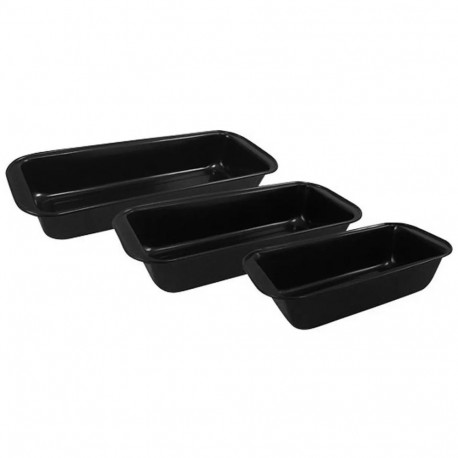 Formy do wypieków, zestaw 3 sztuk, prostokątne, kolor czarny marmurek, 37x26x3,5cm, kinghoff, kh-419