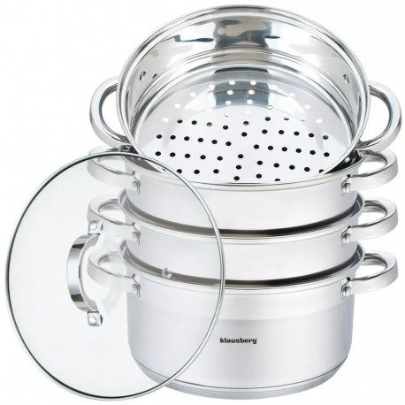 Garnek na parę stal, zestaw 5 elementów śr.24cm klausberg