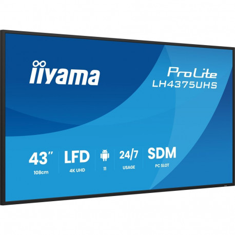ProLite avalik ekraan LH4375UHS-B2AG UltraHD/4K IPS kõlaritega ahelühendusega, must (matt)
