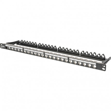 Digitus Modular High Density Patch Panel, 24-Port, Rack Mount (black, 0.5 U, for Keystone Modules, w