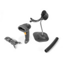 Digitus 2D Bluetooth barcode scanner (black, battery operated, with holder, QR code compatible)
