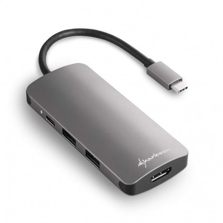 USB 3.0 Type C Multiport Adapter (dunkelgrau, USB-C, HDMI, MicroSD, SD)
