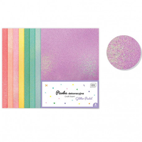 Käsitöövahtplast Glitter Pastel A4 kompl 8 värvi, paksus 2mm, Interdruk