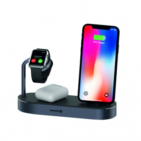 Swistten 4in1 MFI Wireless Docking Station 45W for Apple iPhone / iPod / Apple Watch
