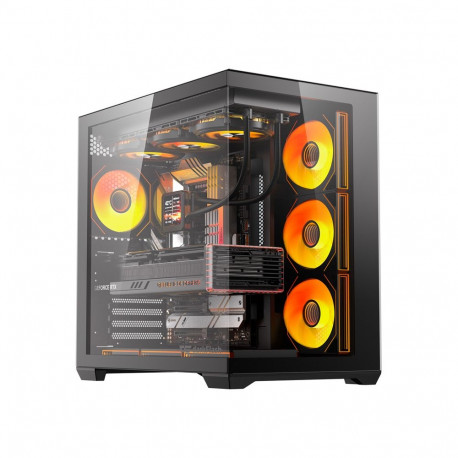 Computer Case - darkFlash C280 Midi Tower, 7 Fans, Tempered Glass, Black