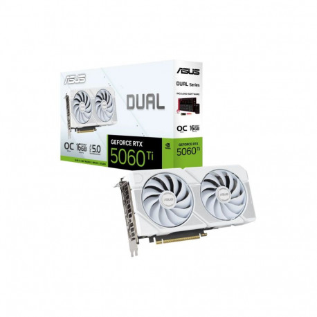 GeForce graafikakaart RTX 5060 Ti DUAL OC 16GB DLSS 4 3x DisplayPort 1x HDMI 2.1, valge