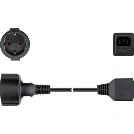 Extension power cord 230V socket (Type F, CEE 7/7) male to C14 (IEC connection), 20cm