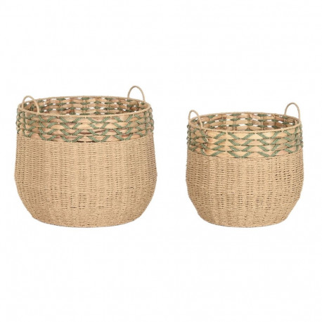 Basket set Home ESPRIT Green Natural Natural Fibre (2 Pieces)