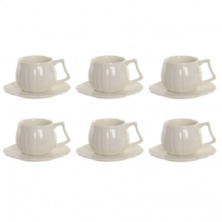 Komplekt: Kuus Tassi ja Taldrik Home ESPRIT Valge Portselan 120 ml