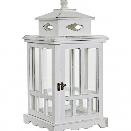 Latarnia DKD Home Decor Valge Kristall Mänd (22.5 x 22.5 x 47 cm)