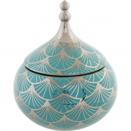 DKD Home Decor jewelry box Porcelain 14x14x17cm, turquoise