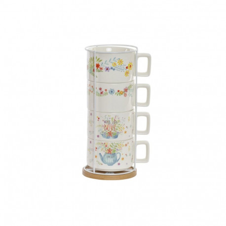 Set Šalica za Kavu DKD Home Decor Mitmevärviline Metall Bambus Dolomite 260 ml