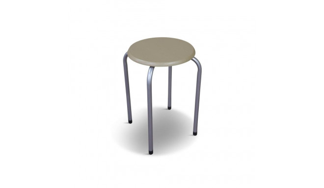 DEMET STACKING STOOL BEECH SEAT SILVER