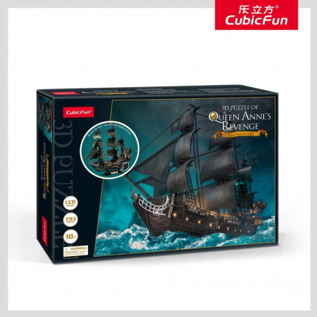 CUBICFUN 3D-pusle LED-ga Purjelaev Kuninganna Anna Kättemaks