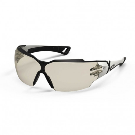 uvex pheos cx2 safety spectacles – light brown CBR65 polycarbonate lenses, white/black frame, uvex s