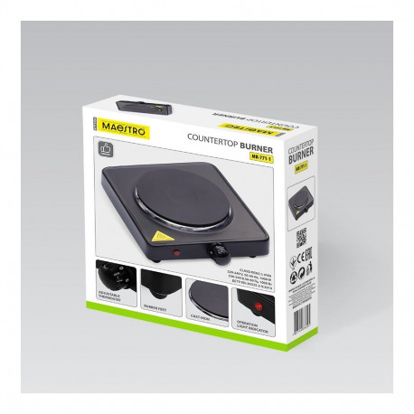 Countertop Hob - Maestro MR-771-1 1000W 1 Zone Sealed Plate Black