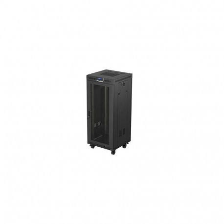 RACK CABINET 19" FREE-STANDING 27U/600X600 (FLAT PACK) WITH MESH DOOR LCD BLACK LANBERG V2